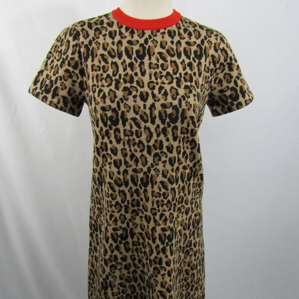 J.Crew x Demylee Cheetah Print Short Sleeve Women's Sweater Dress Size Medium